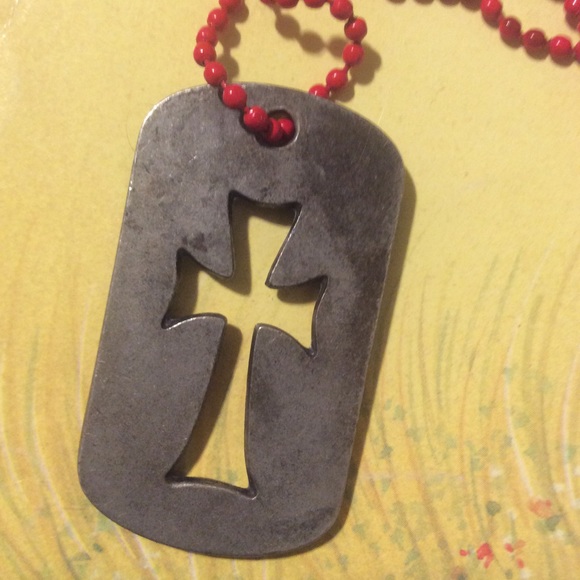 BSD cross steel/silver Necklace unisex marked 70s metal vintage unisex - Picture 3 of 3